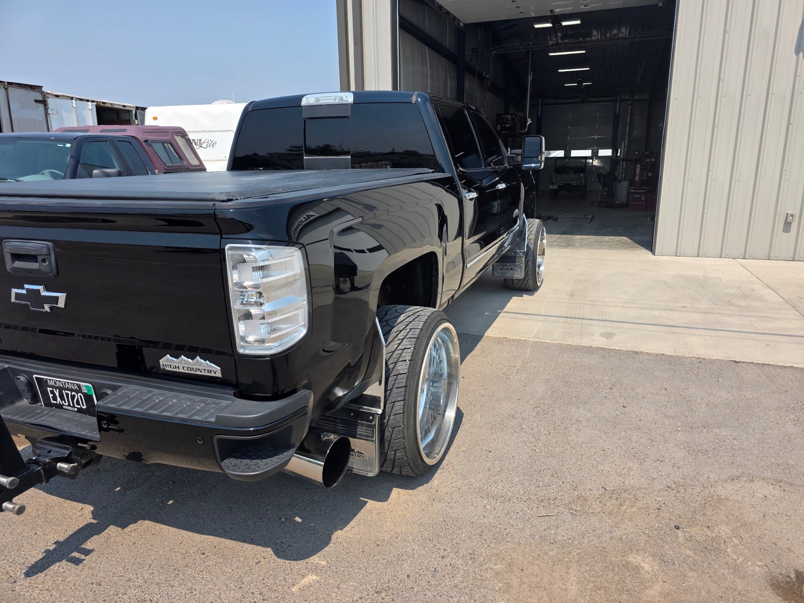 Black Chevrolet Silverado after a full exterior detail