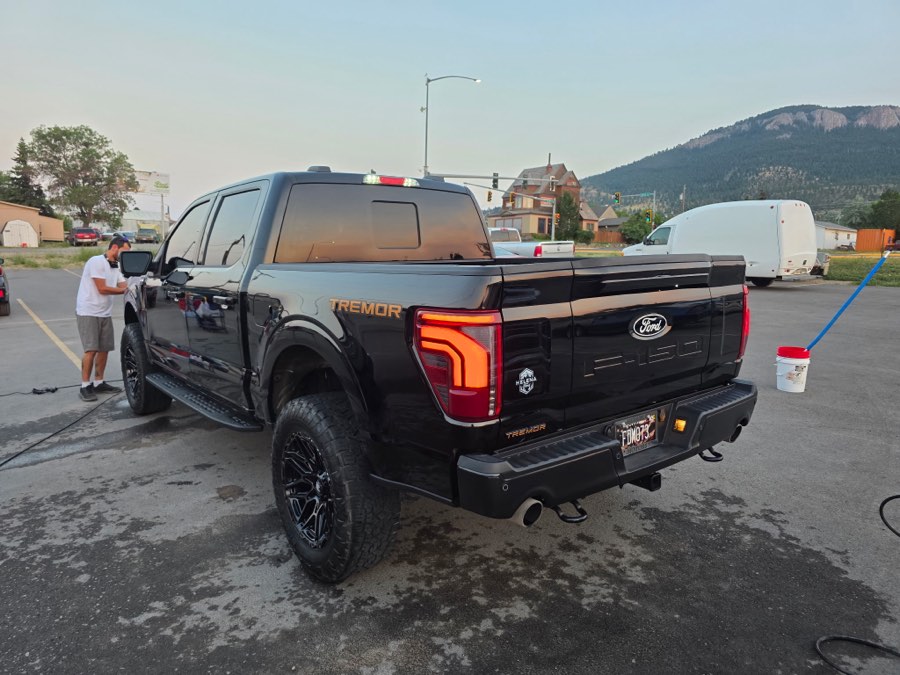 Detailed black F-150 with the Montana mountains behind it