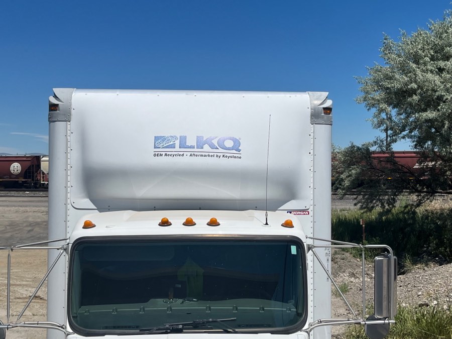 Commercial box truck after an on-site wash