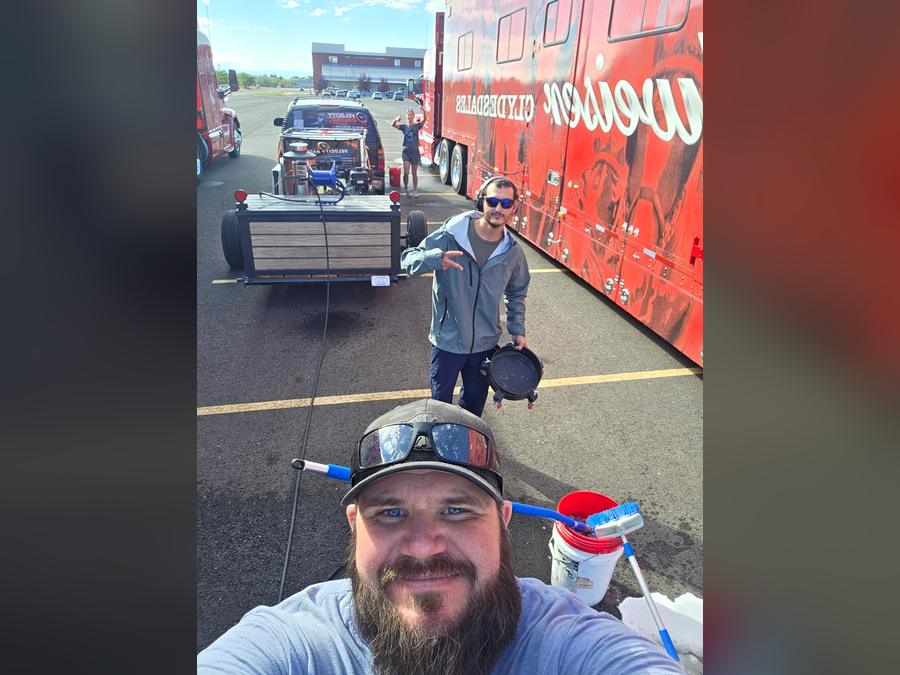 Velocity Racing crew on site during the Budweiser Clydesdales trailer wash