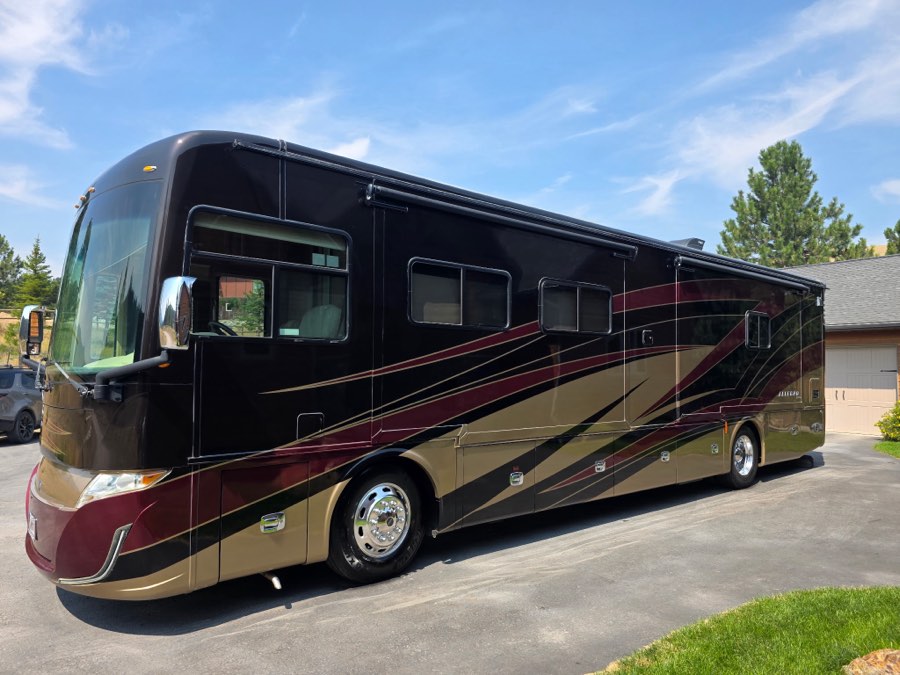 Class A motorhome detailed on site